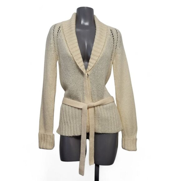 Vintage GAP Belted Shawl Collar Cardigan Knit Sweater - Picture 3 of 10